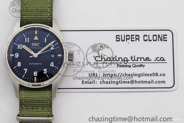 MIROTIME 0126 FastDry Mark XVIII “TRIBUTE TO MARK XI” IW327007 M+F 1:1 Best Edition Black Dial on Green Nylon Strap A 7050